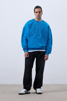 Fifty Pieces-Canlı Mavi Core Oversize Sweatshirt-Sweatshirts & Hoodies-4-Milagron.com