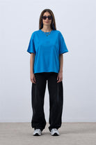 Fifty Pieces-Canlı Mavi Core Oversize T-Shirt-T-Shirts-4-Milagron.com