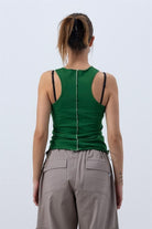 Fifty Pieces-Canlı Yeşil Core Kontrast Dikişli Halter Yaka Atlet-Top-3-Milagron.com