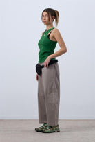 Fifty Pieces-Canlı Yeşil Core Kontrast Dikişli Halter Yaka Atlet-Top-5-Milagron.com