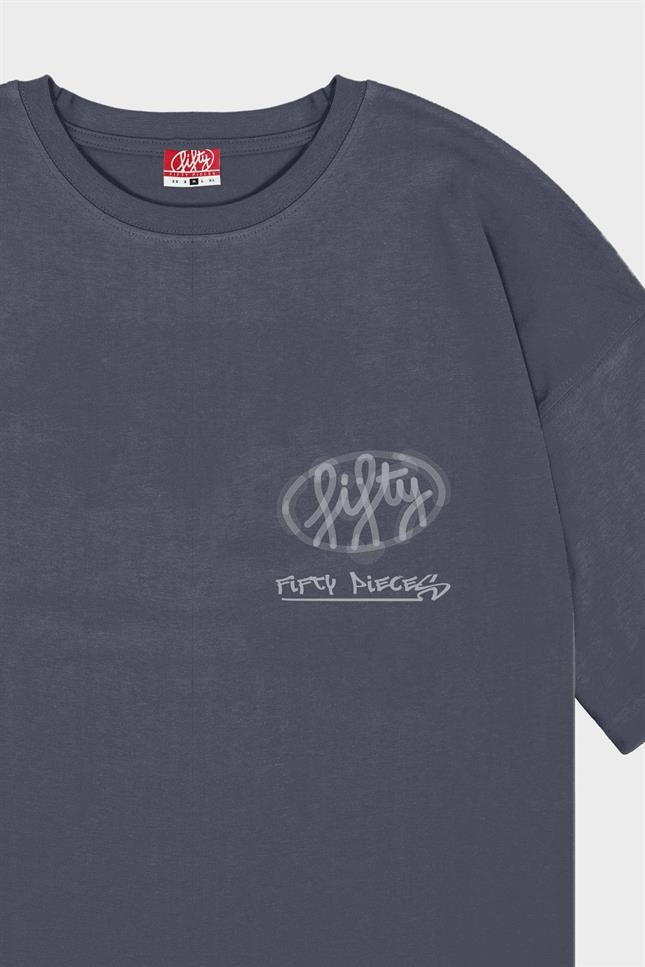 Erkek Antrasit Düşük Omuzlu Asit Yıkamalı T-Shirt