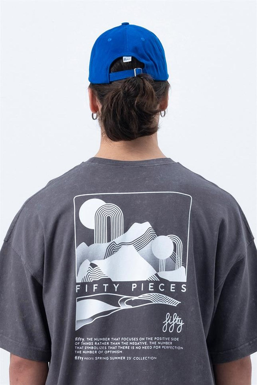 Erkek Antrasit Yıkamalı Sırt Baskılı T-Shirt