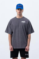 Erkek Antrasit Yıkamalı Sırt Baskılı T-Shirt