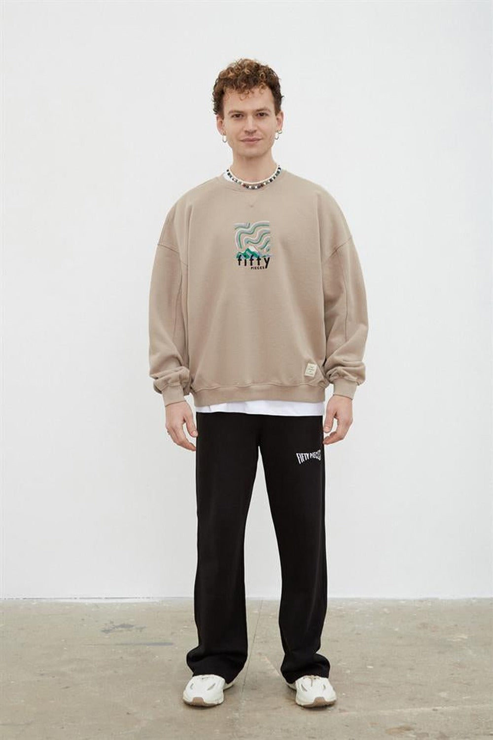 Erkek Boz Oversize Yıkamalı Sweatshirt
