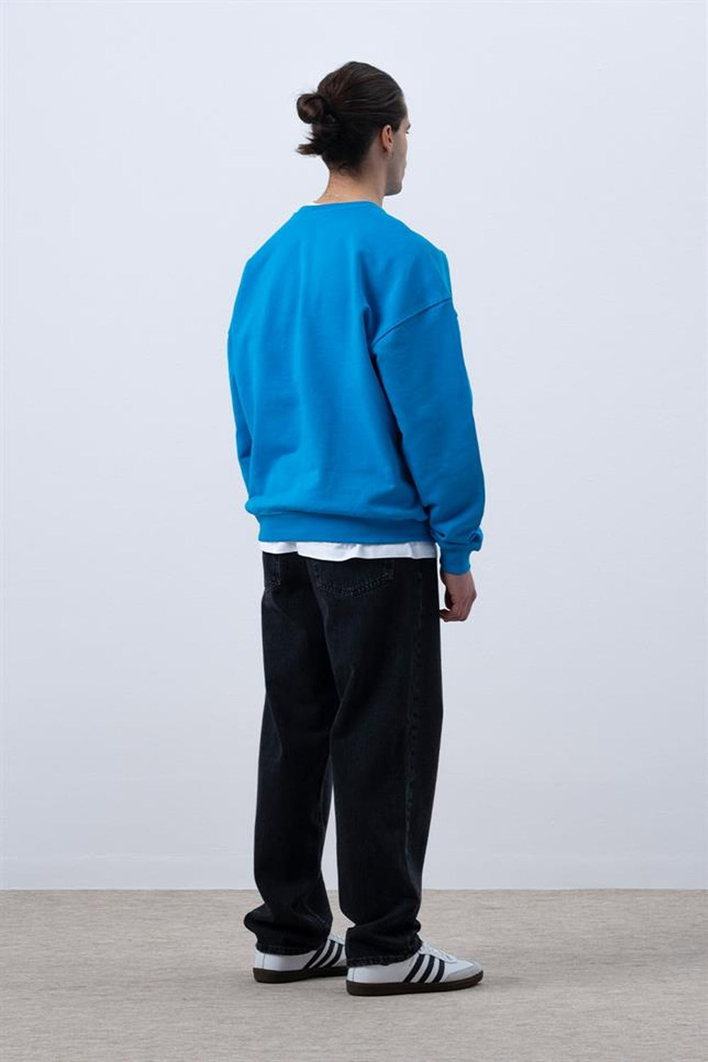 Erkek Canlı Mavi Core Oversize Sweatshirt