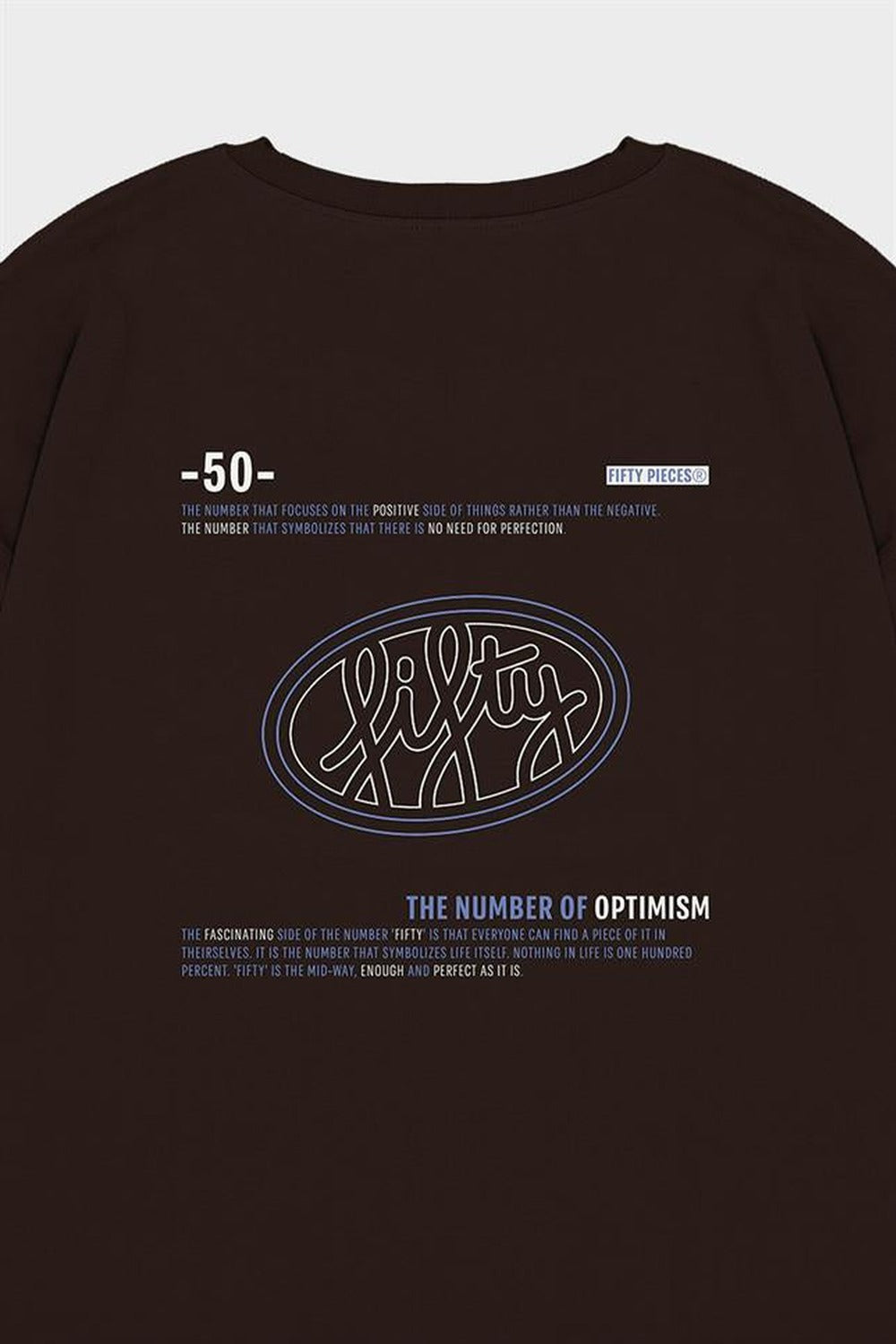 Erkek Kahverengi Düşük Omuzlu Sırt Baskılı T-Shirt
