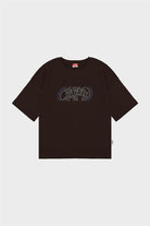 Erkek Kahverengi Düşük Omuzlu Sırt Baskılı T-Shirt