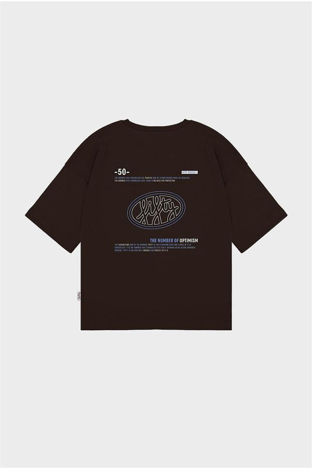 Erkek Kahverengi Düşük Omuzlu Sırt Baskılı T-Shirt