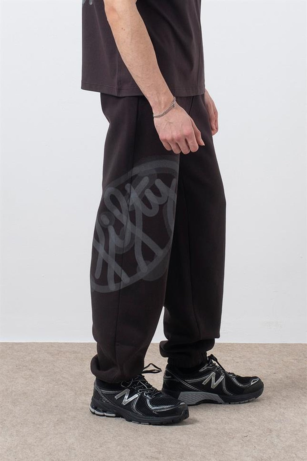 Erkek Kahverengi Loose Fit Jogger Pantolon