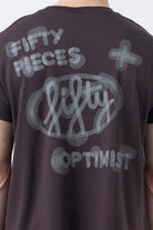 Erkek Kahverengi Regular Fit Sırt Baskılı T-Shirt