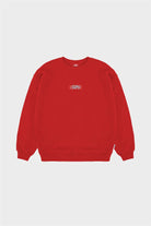Erkek Kırmızı Düşük Omuzlu Sırt Baskılı Sweatshirt
