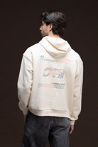 Erkek Kum Düşük Omuzlu Sırt Baskılı Hoodie