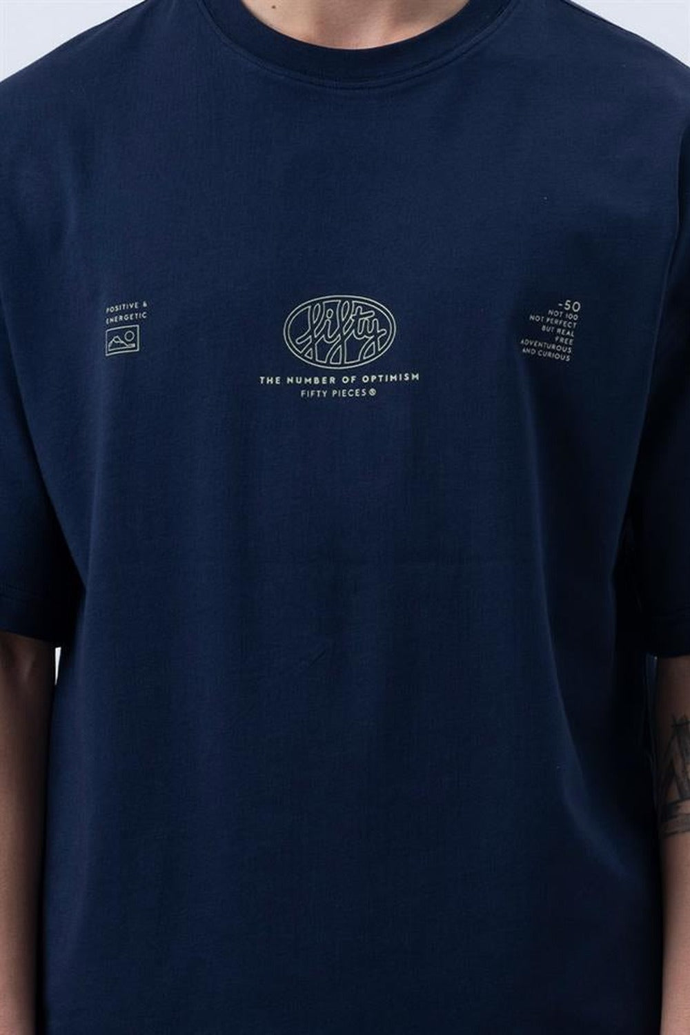 Erkek Lacivert Core Düşük Omuzlu T-Shirt