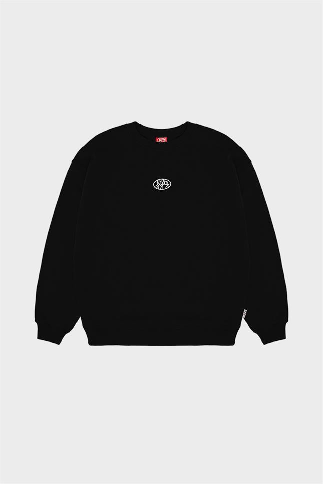 Erkek Siyah Düşük Omuzlu Sırt Baskılı Sweatshirt