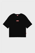 Erkek Siyah Düşük Omuzlu Sırt Baskılı T-Shirt