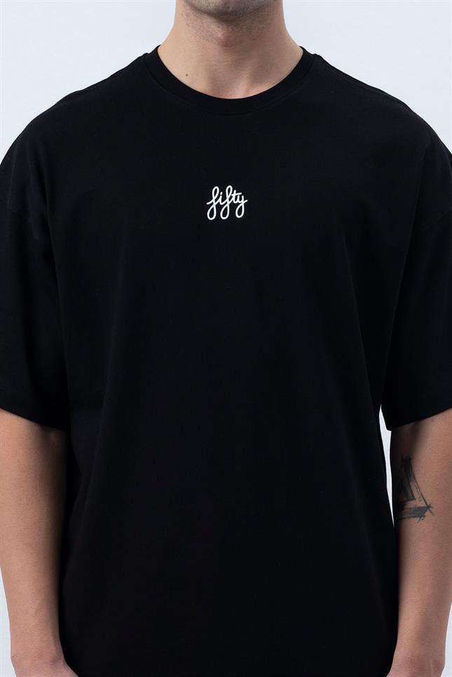 Erkek Siyah Düşük Omuzlu T-Shirt
