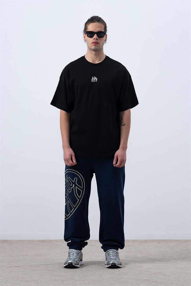 Erkek Siyah Düşük Omuzlu T-Shirt