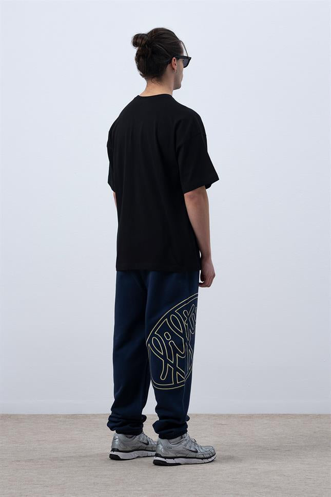 Erkek Siyah Düşük Omuzlu T-Shirt