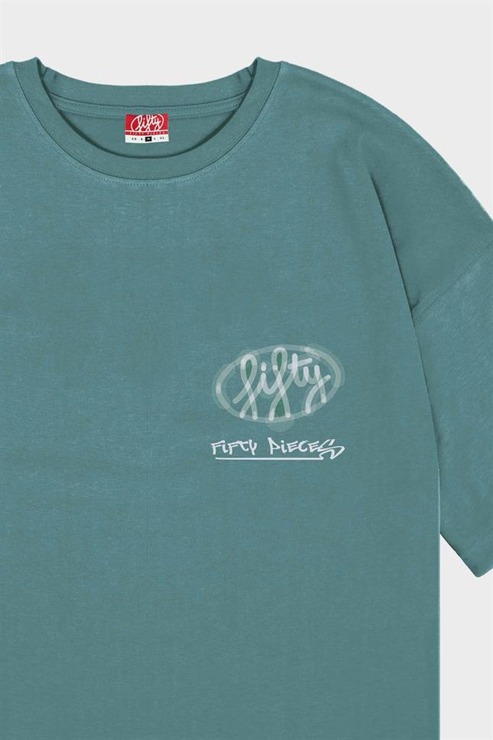 Erkek Yeşil Düşük Omuzlu Asit Yıkamalı T-Shirt
