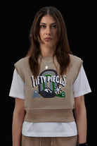 Fifty Pieces-Kadın Boz Oversize Crop Süveter-Sweatshirt-2-Milagron.com