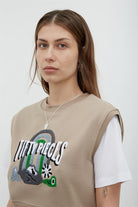 Fifty Pieces-Kadın Boz Oversize Crop Süveter-Sweatshirt-3-Milagron.com