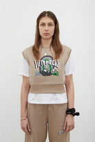 Fifty Pieces-Kadın Boz Oversize Crop Süveter-Sweatshirt-4-Milagron.com