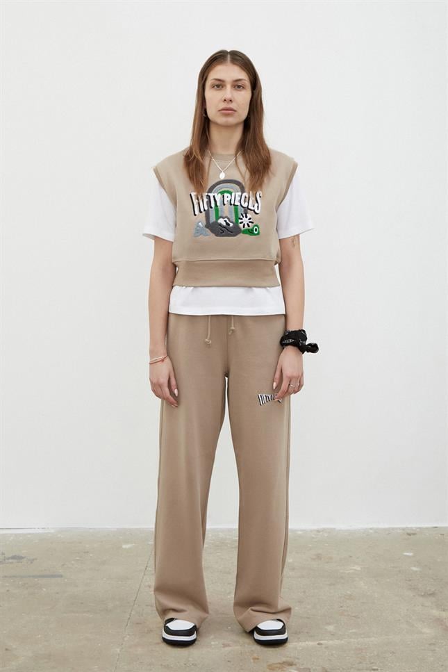 Fifty Pieces-Kadın Boz Oversize Crop Süveter-Sweatshirt-6-Milagron.com