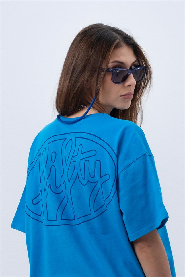 Kadın Canlı Mavi Core Oversize T-Shirt
