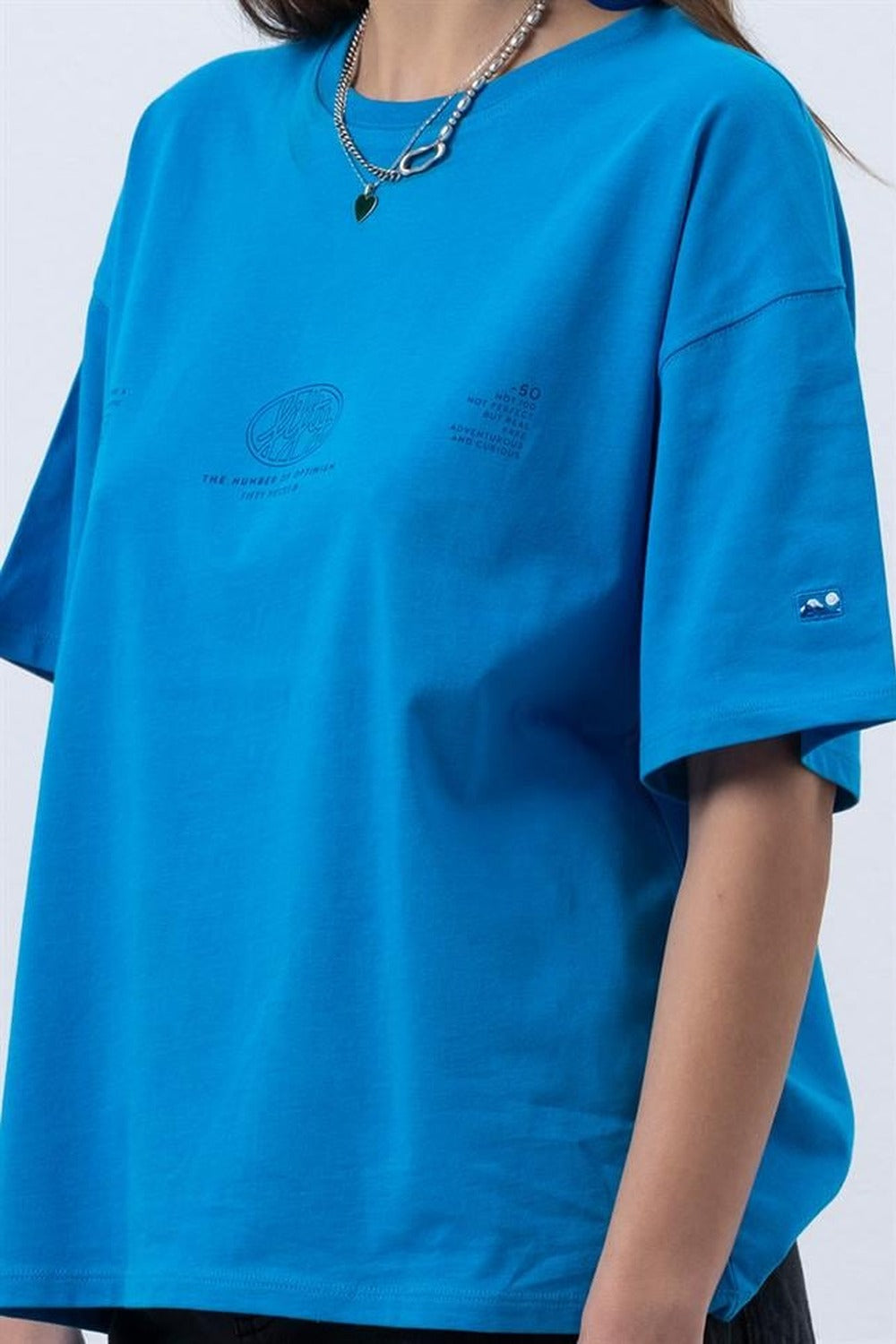 Kadın Canlı Mavi Core Oversize T-Shirt
