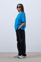 Kadın Canlı Mavi Core Oversize T-Shirt