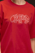 Fifty Pieces-Kadın Kırmızı Oversize Sırt Baskılı T Shirt-T-shirt-2-Milagron.com