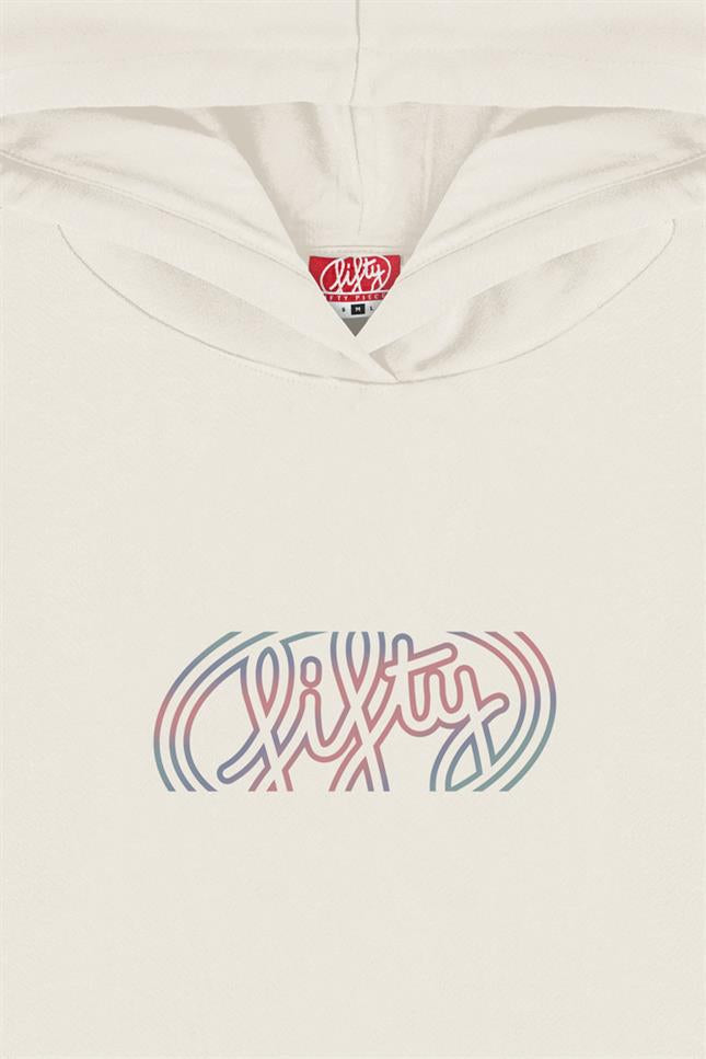 Kadın Kum Oversize Sırt Baskılı Hoodie