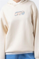 Kadın Kum Oversize Sırt Baskılı Hoodie