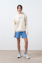 Kadın Kum Oversize Sırt Baskılı Hoodie