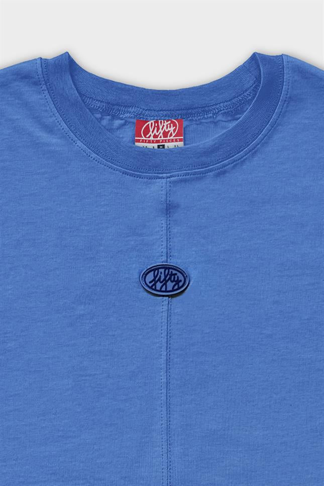 Kadın Mavi Loose Fit Sırt Baskılı T-Shirt