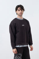 Fifty Pieces-Kahverengi Düşük Omuzlu Sırt Baskılı Sweatshirt-Sweatshirts & Hoodies-1-Milagron.com