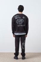 Fifty Pieces-Kahverengi Düşük Omuzlu Sırt Baskılı Sweatshirt-Sweatshirts & Hoodies-4-Milagron.com