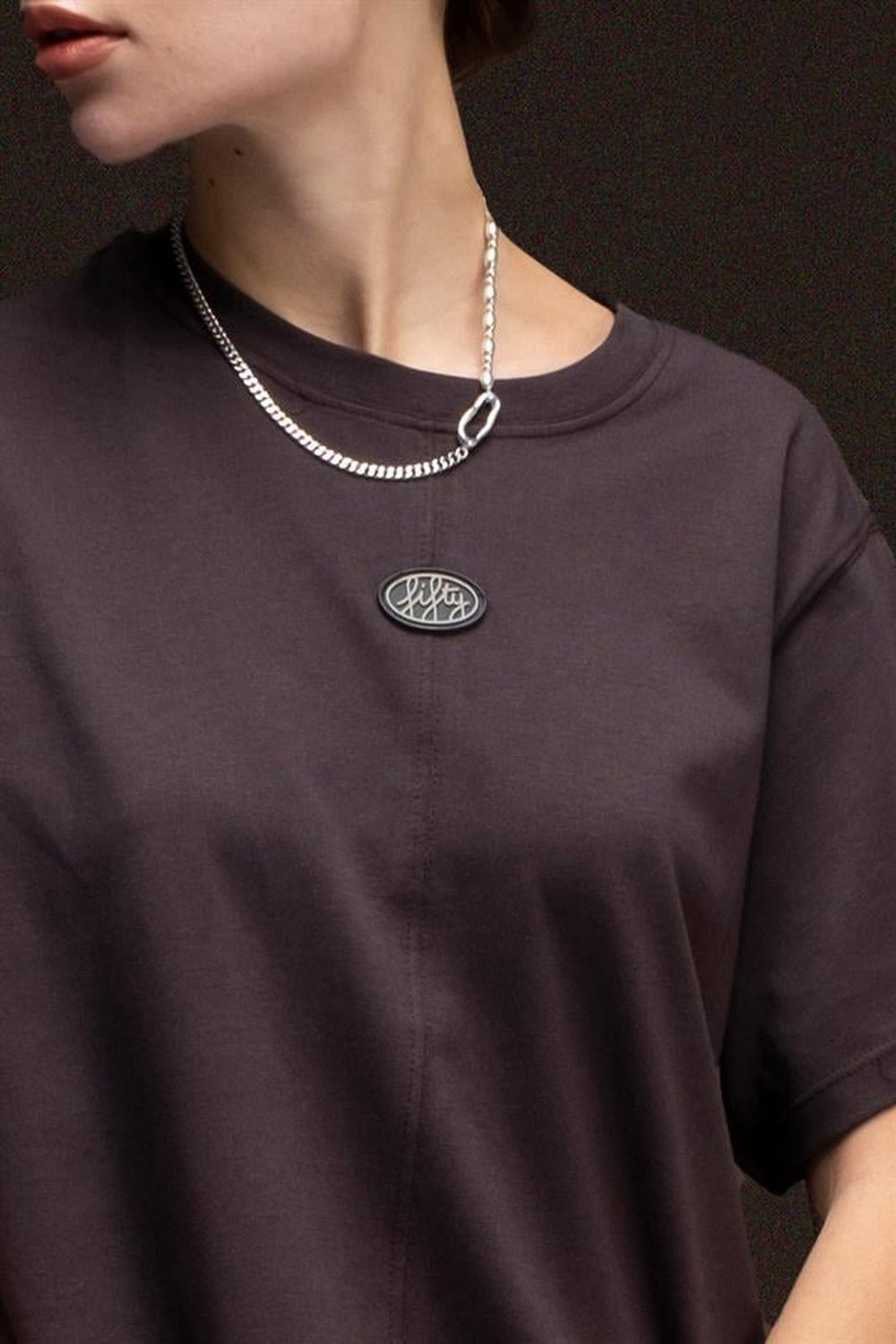 Fifty Pieces-Kahverengi Loose Fit Sırt Baskılı T-Shirt-T-Shirts-3-Milagron.com