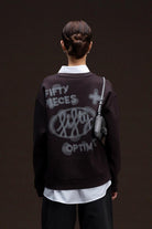 Fifty Pieces-Kahverengi Oversize Sırt Baskılı Sweatshirt-Sweatshirts & Hoodies-3-Milagron.com