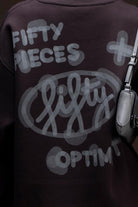 Fifty Pieces-Kahverengi Oversize Sırt Baskılı Sweatshirt-Sweatshirts & Hoodies-4-Milagron.com