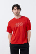 Fifty Pieces-Kırmızı Düşük Omuzlu Sırt Baskılı T-Shirt-T-Shirts-1-Milagron.com