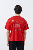 Fifty Pieces-Kırmızı Düşük Omuzlu Sırt Baskılı T-Shirt-T-Shirts-3-Milagron.com