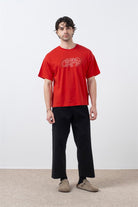 Fifty Pieces-Kırmızı Düşük Omuzlu Sırt Baskılı T-Shirt-T-Shirts-5-Milagron.com