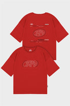 Fifty Pieces-Kırmızı Düşük Omuzlu Sırt Baskılı T-Shirt-T-Shirts-6-Milagron.com