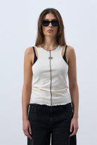 Fifty Pieces-Kum Core Kontrast Dikişli Halter Yaka Atlet-Top-1-Milagron.com