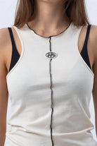 Fifty Pieces-Kum Core Kontrast Dikişli Halter Yaka Atlet-Top-2-Milagron.com