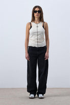 Fifty Pieces-Kum Core Kontrast Dikişli Halter Yaka Atlet-Top-3-Milagron.com