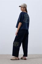 Fifty Pieces-Lacivert Core Oversize Mid Length T-Shirt-T-Shirts-3-Milagron.com