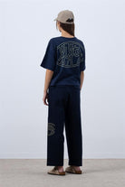 Fifty Pieces-Lacivert Core Oversize Mid Length T-Shirt-T-Shirts-4-Milagron.com