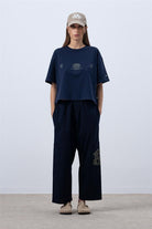 Fifty Pieces-Lacivert Core Oversize Mid Length T-Shirt-T-Shirts-6-Milagron.com